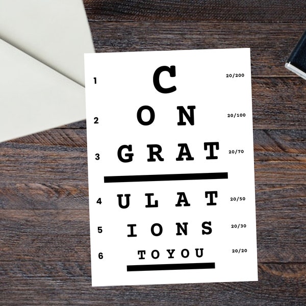 Printable Congratulations Card| Eye Doctor Card| Card for Optometrist | Ready to Print| Last Min Card| PDF| Optician Card| Grad| Gift