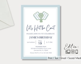 Solid Pickleball Party Editable Invitation| Pickleball Match| Tournament| Birthday | Anniversary| Pickleball Party| Pickleball Event| Evite