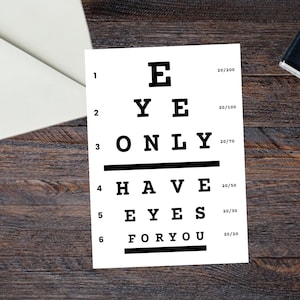 Printable Eye Chart Card| Fun Pun Card| Card for Optometrist | Ready to Print| Last Min Card| PDF| Optician Card| Birthday| Grad| Gift