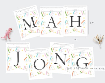 Printable Mahjong Banner| Mahjong Lover| Birthday| Party| Game Night| Any Occasion| All Letters & Numbers with Punctuation| Ready to Print