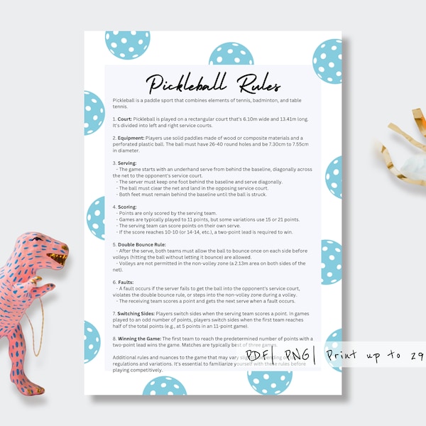 Printable Editable Pickleball Rules| Pickleball Lover| Tournament| Flyer| 29.7x42 cm| PNG| PDF| Online Template| Ready to Print| Other Sizes