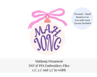 Mahjong Ornament Embroidery Files| PES & DST| Individually Saved| Hats| T-shirt| Apron| Bags| Clothes| Towel| Linen| Sash| Small Business