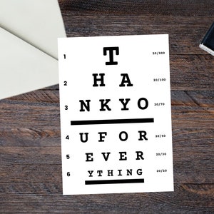 Afdrukbare oogkaart bedankkaart| Oogartskaart| Kaart voor optometrist| Klaar om af te drukken| Last Min-kaart| pdf| Opticienkaart| Verjaardag| Cadeau