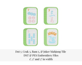 Crak 3, Bam 5, Dot 1, Joker Tile Embroidery Files| PES & DST| Individually Saved| Hats| T-shirt| Apron| Bags| Clothes| Towel| Linen| Sash