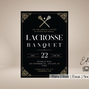 Lacrosse Banquet Editable Invitation| Lacrosse Party| Tournament| Birthday| Anniversary| Lacrosse Lovers| Lacrosse Event| Team Evite