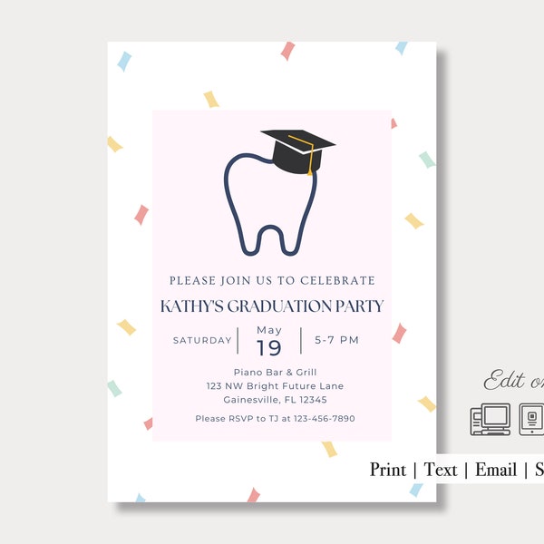 Dental Assisting Graduation Invitation Etsy