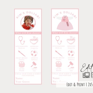 Mädchen Doljanchi Lost Template 5.5x2""| 16x14cm | Baby Geburtstag in koreanischen Stil| Bearbeitbar| Druckbar| Feier| Erster Geburtstag| Digitale Datei