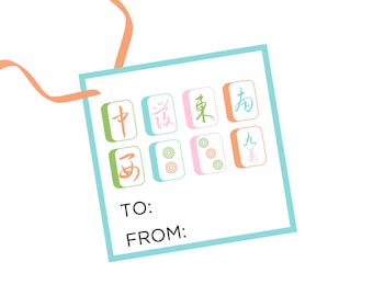 Printable Mahjong Gift Tags| Mahjong Match| Tournament| Birthday| Party| Mahjong Thank You| High Res Files| 3x3"| Print up to 8x8"| PDF| DIY