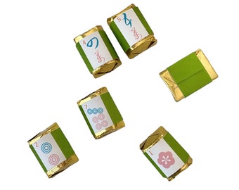 Print vanuit huis volledige Mahjong-tegelset Hershey's Nuggets Wrappers 3,3 x 1"| Mahjong-feestdecor| Sticker| DIY-verpakking met print en gesneden