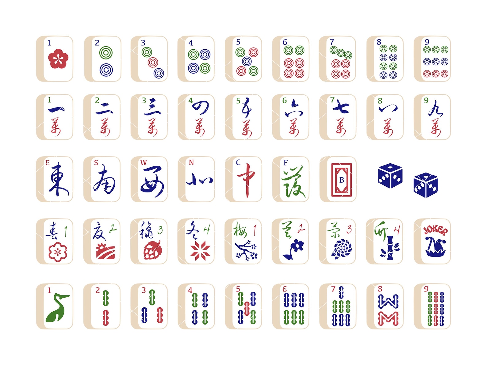Mahjong Text Traditional Mahjong Tile| SVG| PNG | Clip Art| Mahjong Pattern| Sticker ...