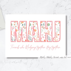 Druckbare Mahjong Freundschaftskarte | Mahjong Liebhaber | Mahjong Freunde| Jeden Anlass | Bereit zum Drucken | Last Min Karte| 7x5"| Hohe Auflösung