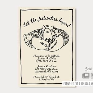 Unique Lobster Editable Party Invitation| 7x5| Easy Edit Online| Birthday| Anniversary| More Crisp Image than Preview| High Resolution| DIY