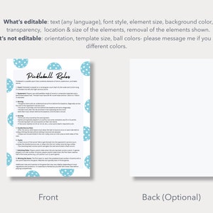 Printable Editable Pickleball Rules| Pickleball Lover| Tournament| Flyer| 29.7x42 Cm| PNG| PDF ...