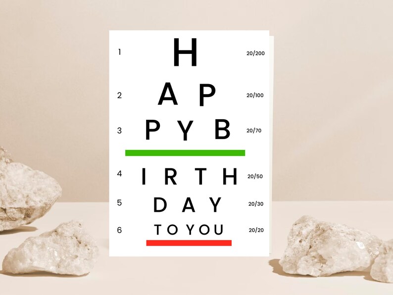 Printable Eye Chart Birthday Card Fun Pun Card Card for Etsy Eye Chart Birthday Card