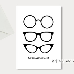 Printable Glasses Congratulations Card| Card for Optometrist | New Job| Optician Card| Graduation| Gift| Ready to Print| Last Min Card| PDF|
