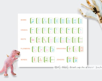 Printable Mahjong Infographic| Mahjong Lover| Tile Reference | Party| Game Night| Ready to Print| Not Editable
