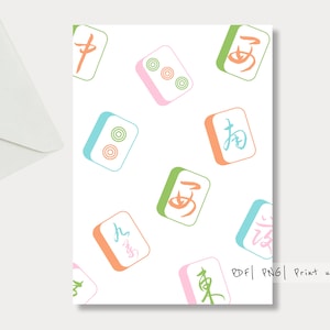 Afdrukbare mahjongkaart| Mahjongliefhebbers| Verjaardag| Bedankt| Pensioen| Gefeliciteerd| Elke gelegenheid| Cadeau| Klaar om af te drukken| Lastminute-kaart