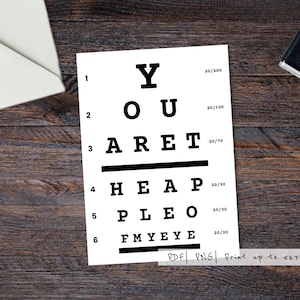 You are the Apple of My Eye| Eye Chart Card| Fun Pun Card| Card for Optometrist | Ready to Print| PDF| PNG| Optician Card| Valentine's Gift