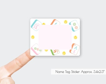 Mahjong Name Tag Stickers |3.3x2.477"| Blank| Mahjong Event| Mahjong Class| Mahjong Party| Mahjong Tournament| Event or Personal Items