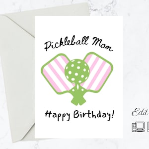 編集可能なピックルボール グリーティング カード | 編集可能なテキスト | 母の日 | 誕生日 | 記念日 | 退職 | トーナメント | 試合 | ピックルボール | 父