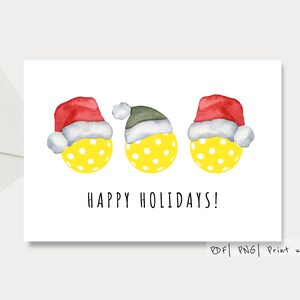 Tarjeta imprimible de Pickleball para las fiestas/Navidad/Días festivos/Invierno/Fiesta navideña/Amantes del Pickleball/Regalos navideños/Minimalista