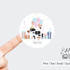 Szablon naklejki Krowa Mleczna | Łatwa edycja w Canva | Urodziny | Baby Shower | Bardziej wyraźne obrazy niż w podglądzie | Łatwe cięcie ręczne