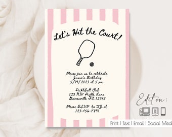 Hand Drawn Pickleball Editable Invite| Pickleball Match| Tournament| Birthday | Anniversary| Pickleball Party| Pickleball Event| Evite