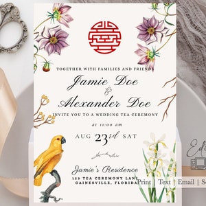 Asian Theme Invitation Editable Template| Wedding| Tea Ceremony| Formal Asian Theme Party| Anniversary| Asian Events| Dinner Party| Formal