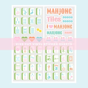 Mahjong Kiss Cut Vinyl Sticker Sheets| Set of 4 Sheets| Cute Mahjong Stickers | Mahjong Tile Decals for Scrapbooking, Crafting & Gifts