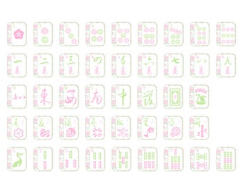Floral Mahjong Tiles| PNG | Clip Arts| Sticker| T-shirt| Bag| Apron| Art Print| Mugs| Bags| Accessories| Clothes| Social Media