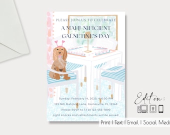 Illustrated Mahjong Galentine's Editable Invite| Mahjong Party| Tournament| Valentine's| Anniversary| Mahjong Lovers| Mahjong Event| Evite