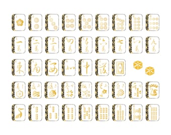 Gold Mahjong Tile Set |Svg | PNG| Clip Art| Mahjong Pattern SVG| Sticker| T-shirt| Bag| Apron| Art Print| Mugs| Bags| Accessories| Clothes
