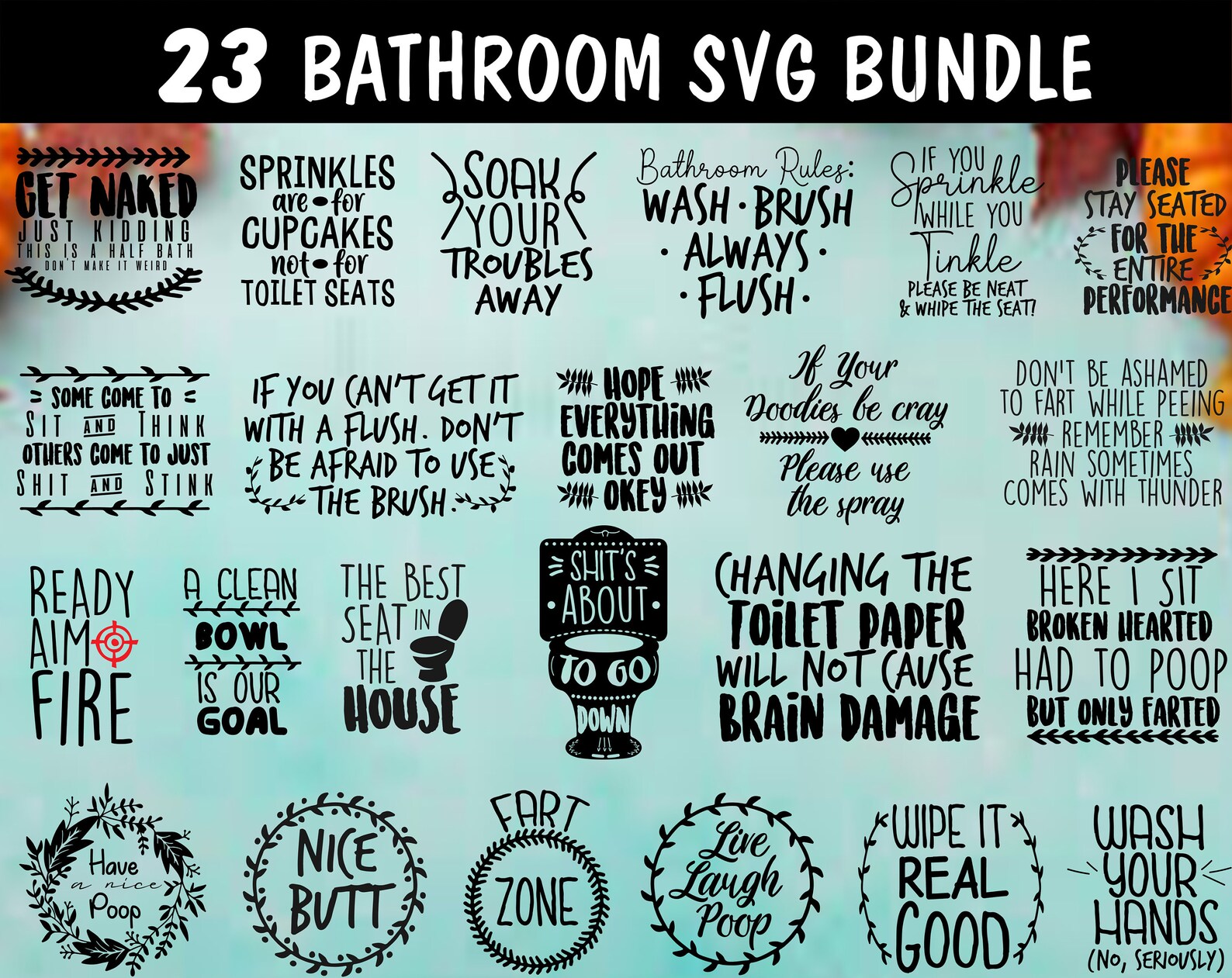 Download Bathroom Svg Bundle Bathroom toilet seat Live laugh poop | Etsy