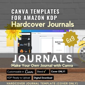 Plantilla Canva personalizable de 6 x 9 para libros de tapa dura o en blanco, diarios y novelas de Amazon KDP