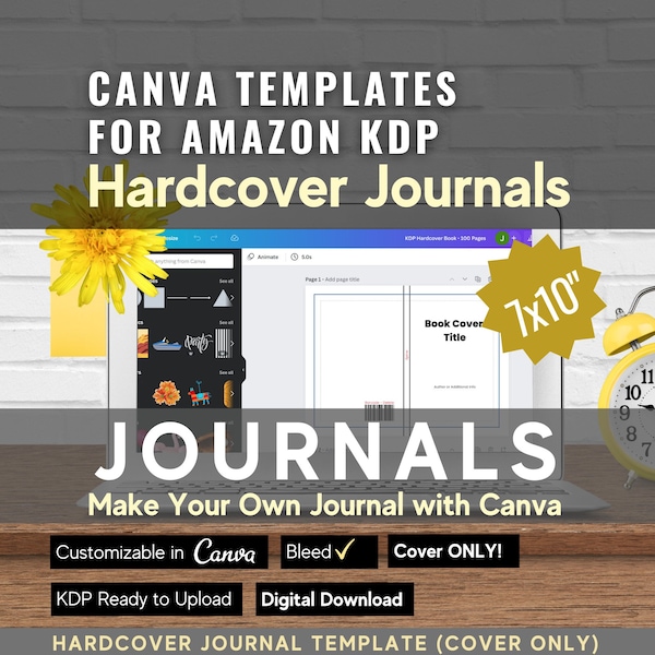 7x10 Customizable Canva Template for Amazon KDP Hardcover | Blank Book, Journals, Novels