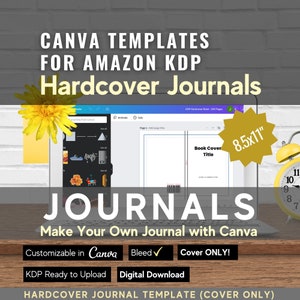 Plantilla Canva personalizable de 8,5 x 11 para Amazon KDP, libros de tapa dura o en blanco, diarios y novelas