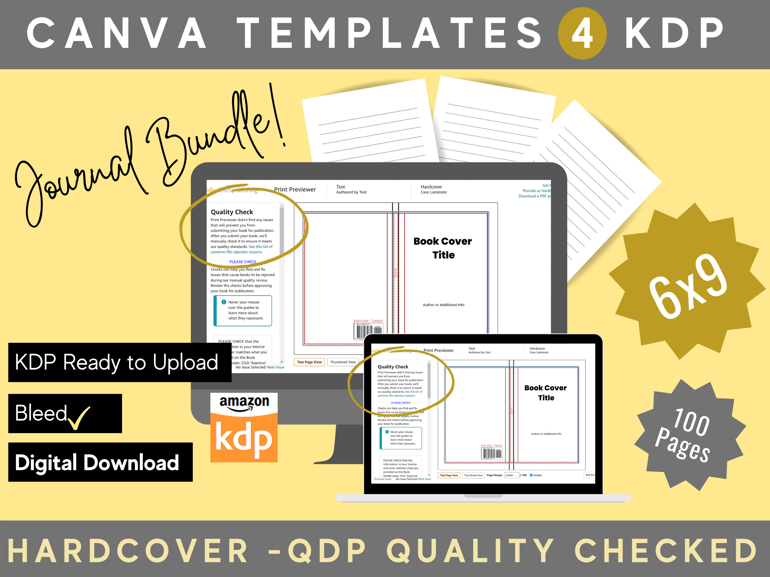 6x9 Customizable Canva Template for Amazon KDP Hardcover BUNDLE | Blank ...