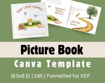 Picture Book Canva Template: KDP Design (8.5 x 8.5), Easy to edit | Spring Kid's Book | Bunny Story