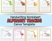 Children's Handwriting Worksheet Canva Template | Editable Canva Printable | Alphabet Practice | Homeschool & Classroom Resource Handwriting