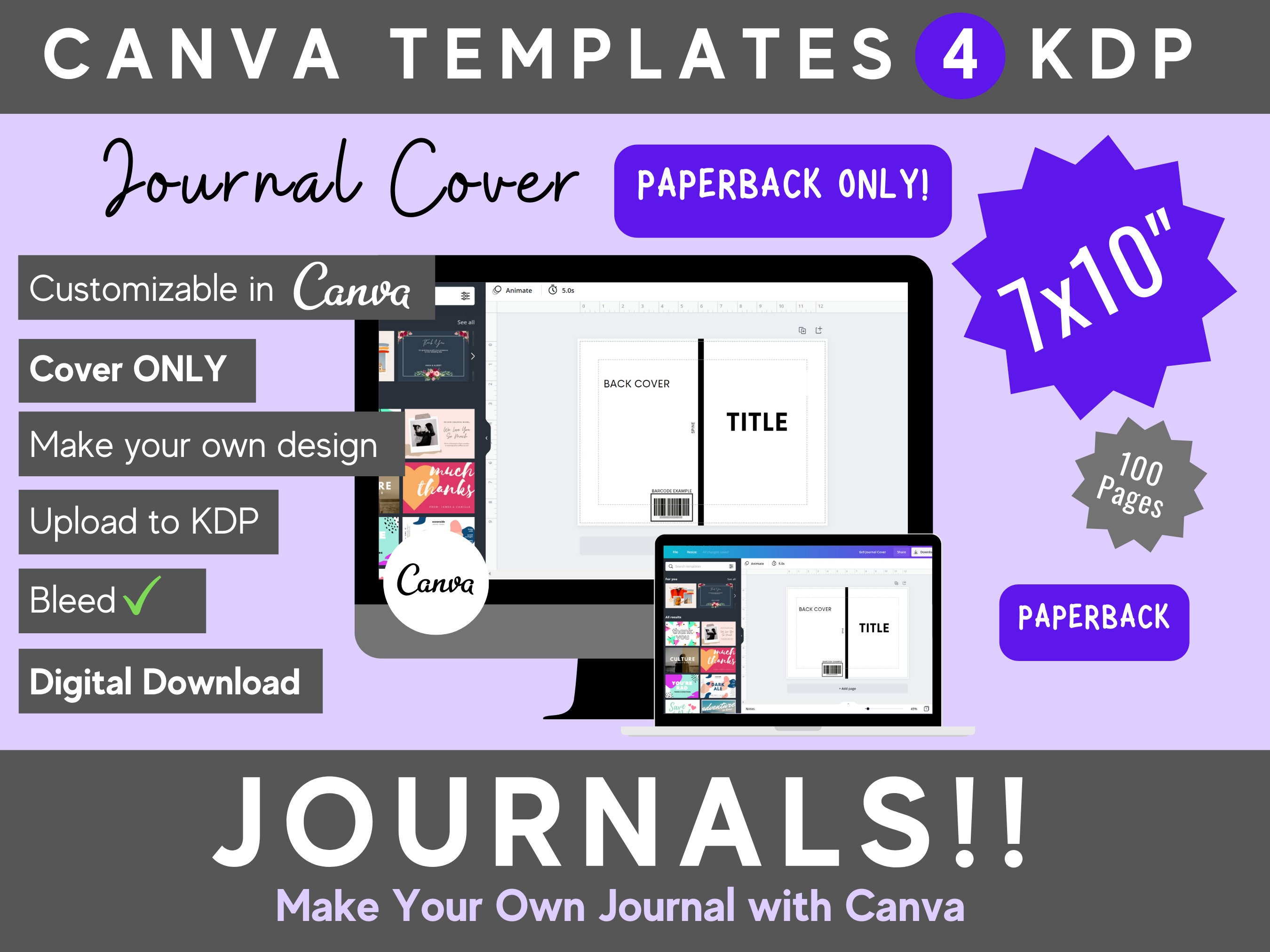 7x10 Canva Journal Template for KDP Etsy