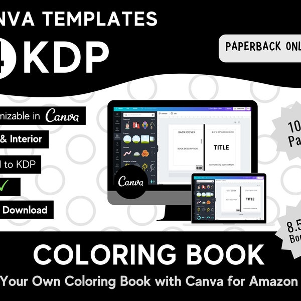 8.5x11 Canva Template for Amazon KDP Paperback Coloring Book | Canva Template for KDP | Make Your Own Coloring Book
