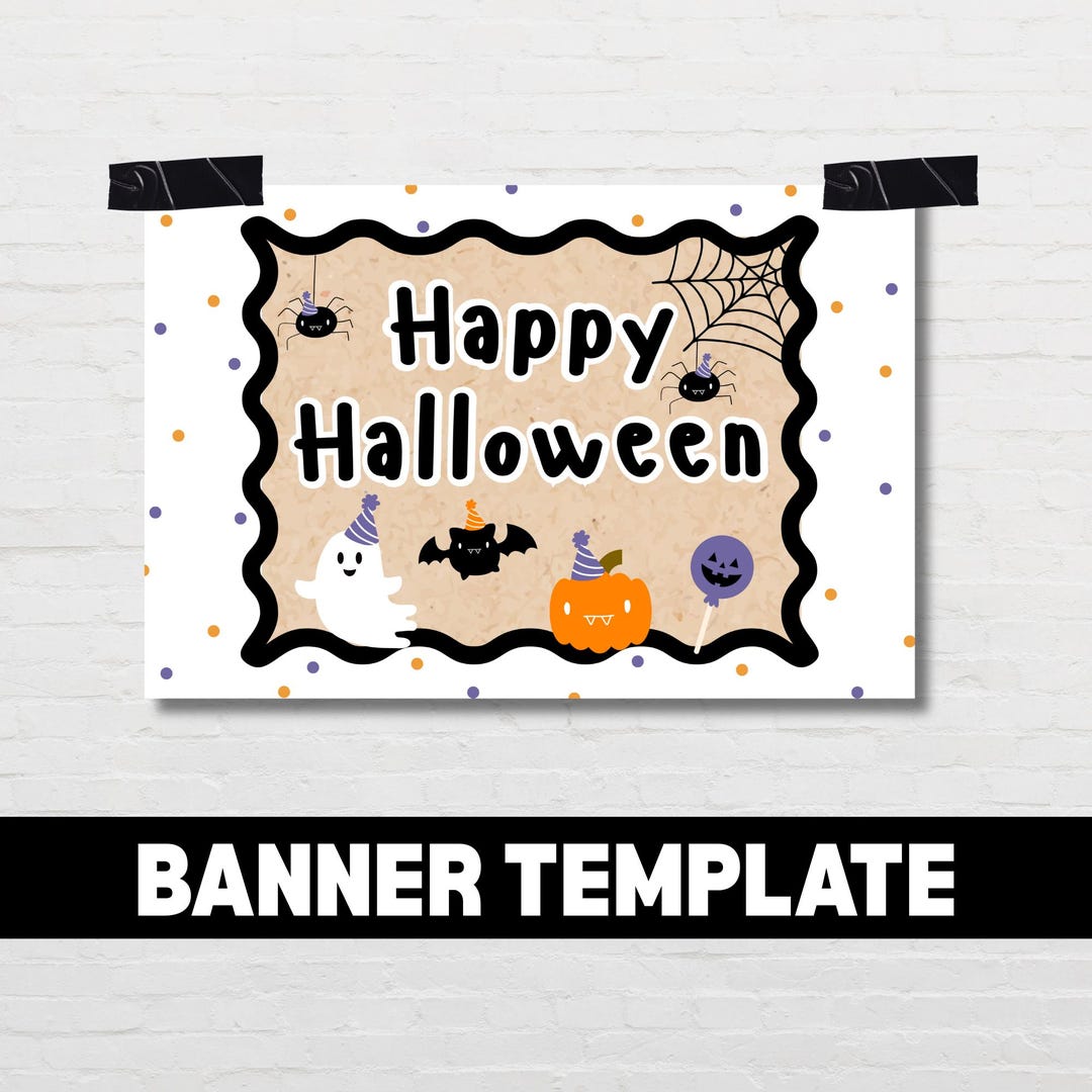 Cute Spooky Halloween Banner Template – Halloween Party Decor Banner ...