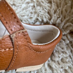 Brown Mary Jane Shoes for toddler girl, Little girl leather shoes, Tan leather toddler Mary Jane with beautiful detailing image 8