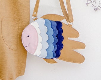 Fish Leather Bag, Toddler Sea Animal Purse, Little Girl Crossbody