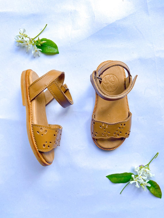 Leather Girl Sandals With Nordic Flair Tan Leather Kids Sandals for First Birthday Bohemian Summer Kids Sandal Etsy Canada