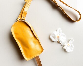 Yellow Ice Cream Stick Kids Smartphone Bag - Genuine Leather Accessory for kids