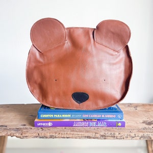 Child leather backpack to school, Bear shaped backpack for kindergarten, Children’s backpack animal design