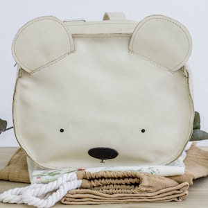 Handcrafted Leather Bear Backpack - Boho Style for Kids, Two Size Choices