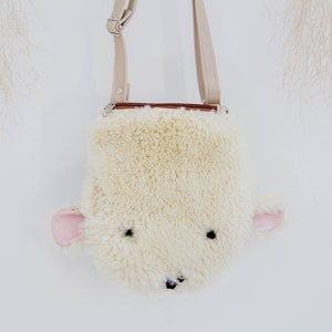Little sheep crossbody bag, Bag for kids animal shaped, Leather shoulder purse for toddlers
