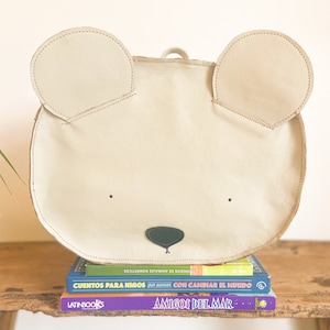 kindergarten backpack animal shaped, Children&#39;s leather bear backpack for traveling, Original design kids leather bag